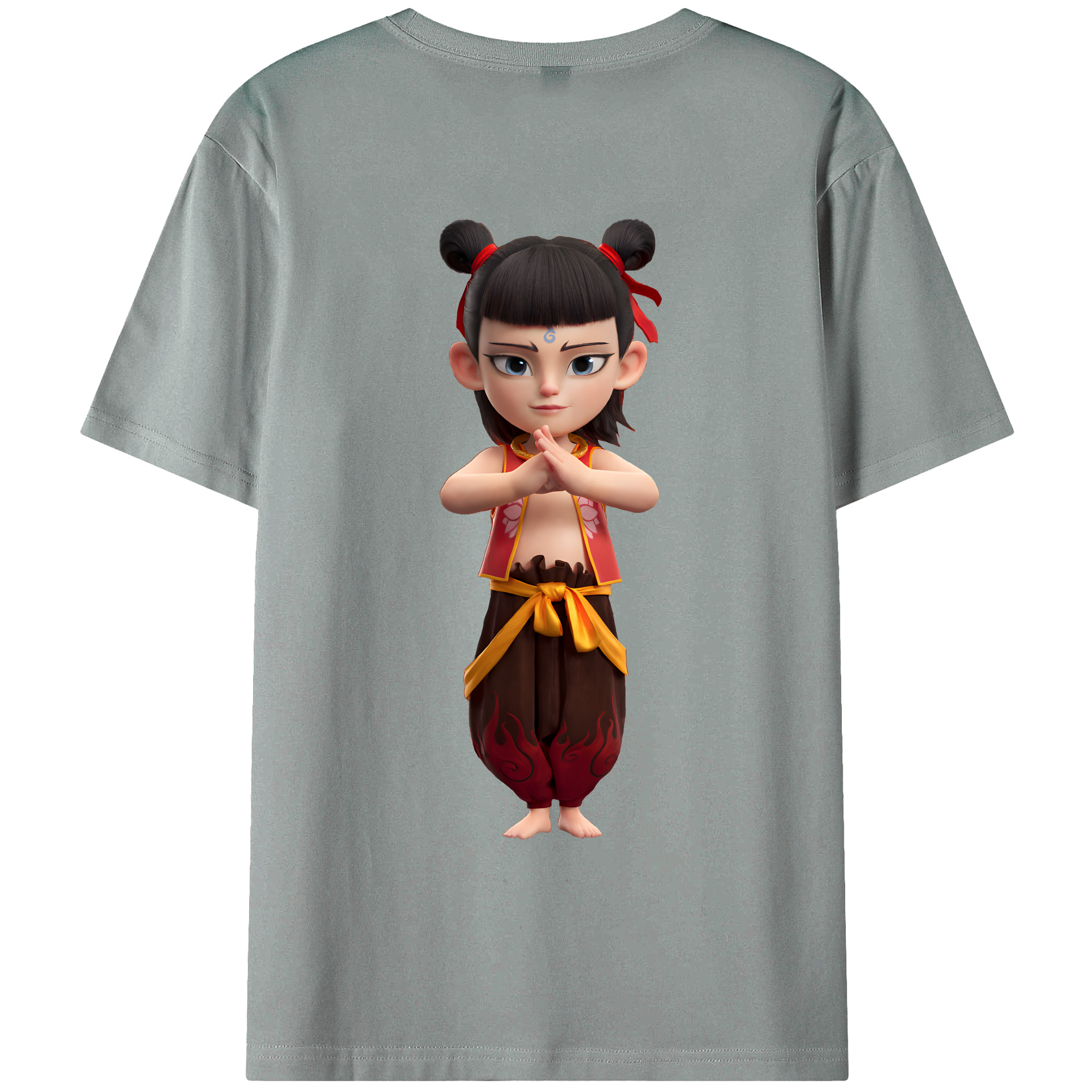 （画像用） Ne Zha 2 ナタ 魔童の大暴れ 綿100％ メンズ半袖Tシャツ（バックプリント） 通気性